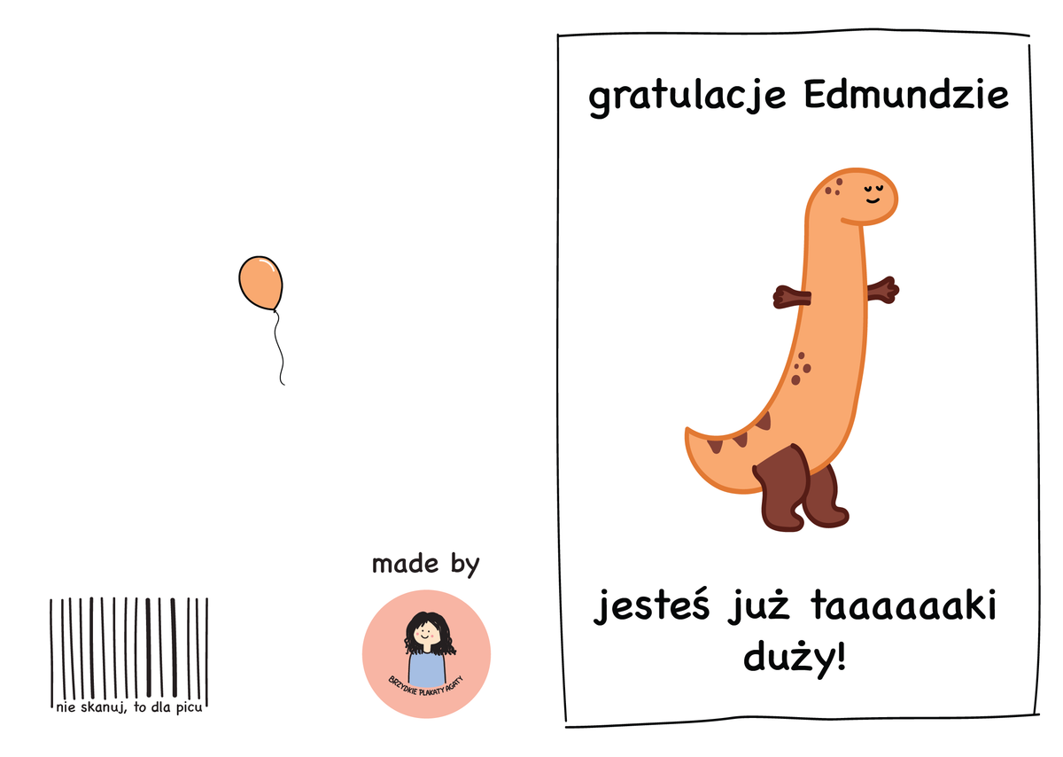 Kartka urodzinowa - gratulacje! jesteś już taaaaaaki duży!