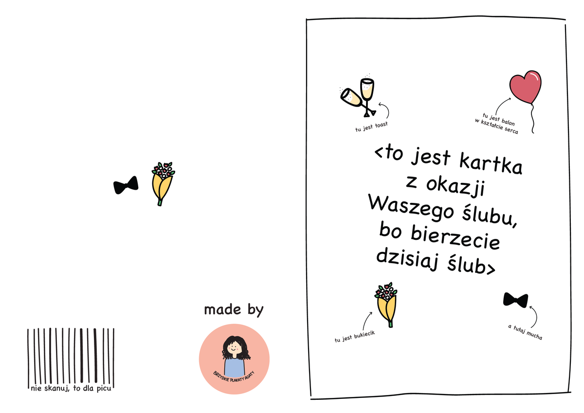 <to jest kartka z okazji Waszego ślubu, bo bierzecie dzisiaj ślub>