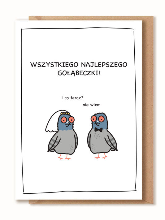 Kartka z okazji ślubu - WSZYSTKIEGO NAJLEPSZEGO GOŁĄBECZKI!