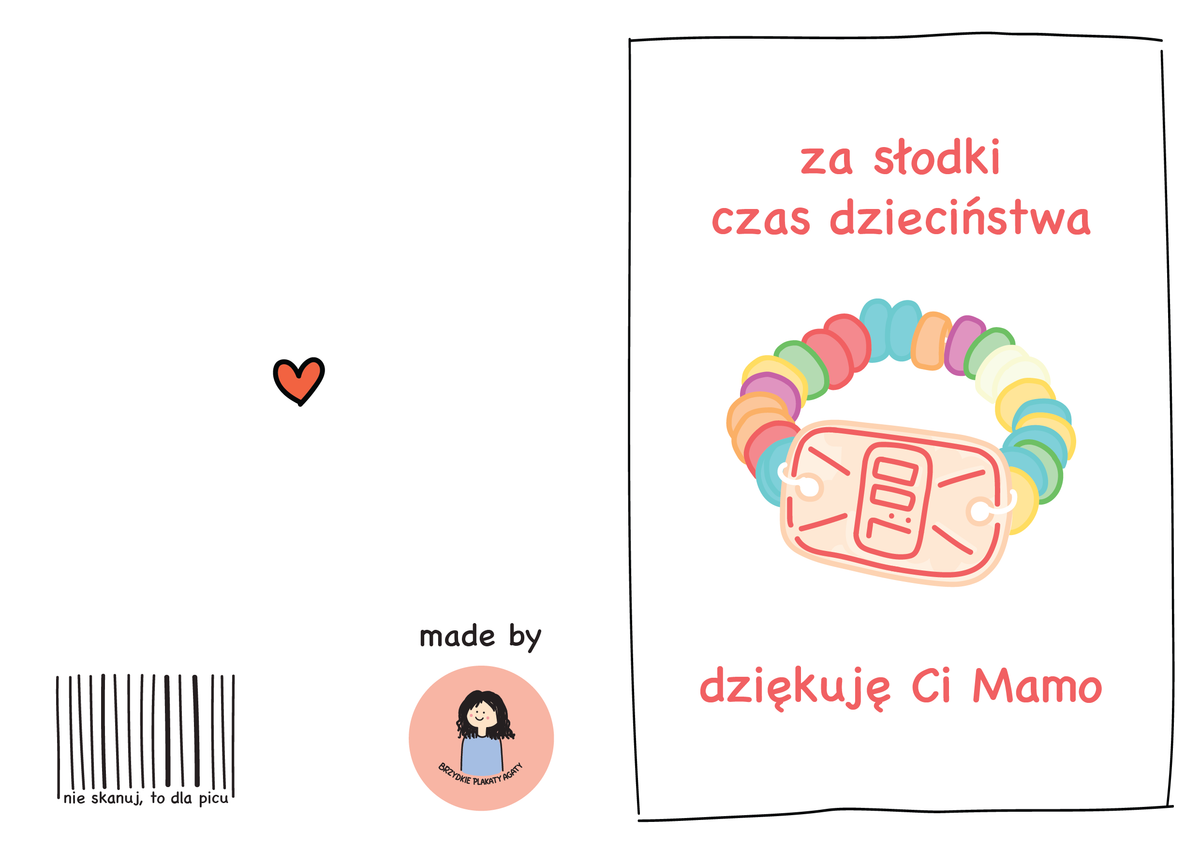 Kartka dla Mamy - Za słodki czas dzieciństwa, dziękuję Ci Mamo