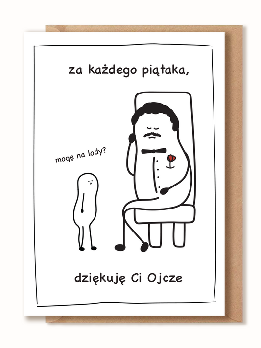 Kartka dla Taty - Za każdego piątaka, dziękuję Ci Ojcze