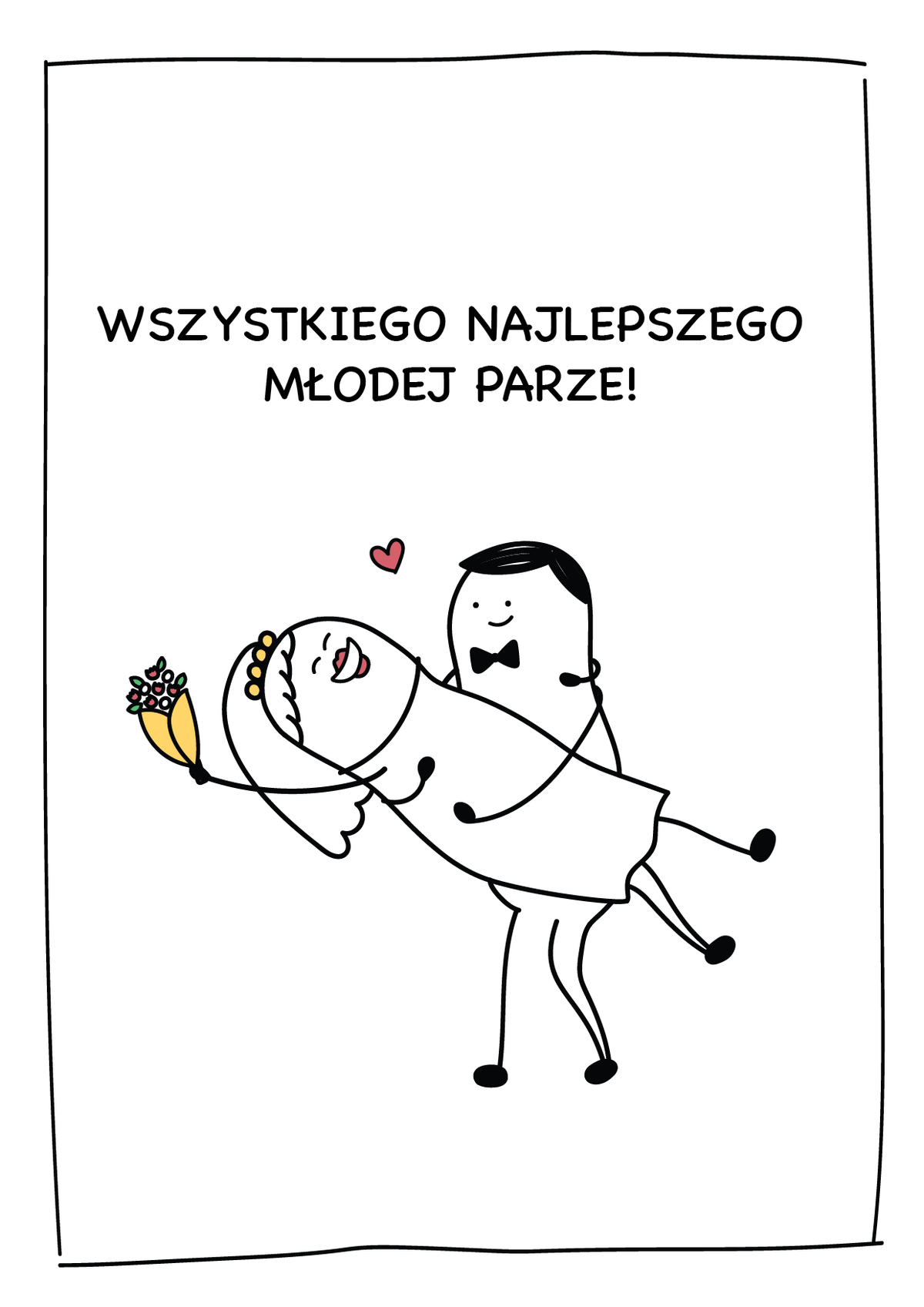 Kartka z okazji ślubu - WSZYSTKIEGO NAJLEPSZEGO MŁODEJ PARZE!