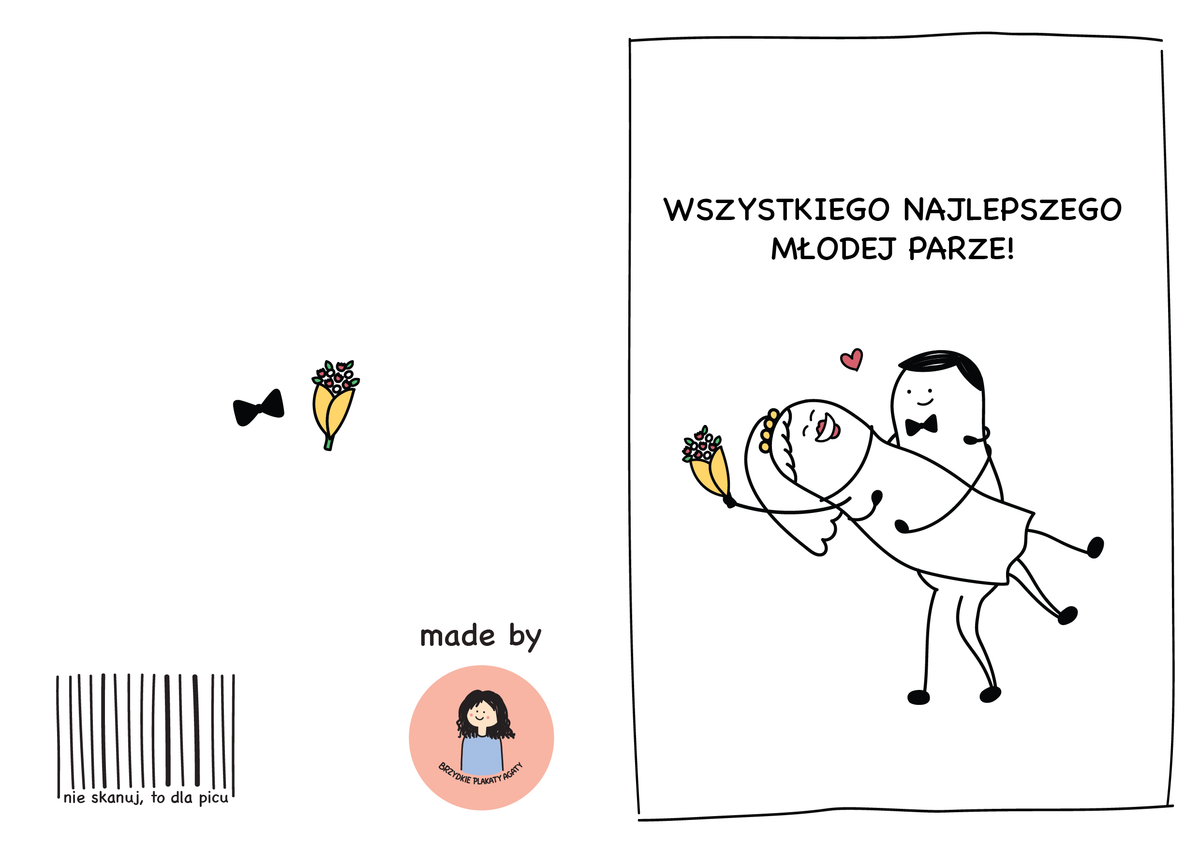 Kartka z okazji ślubu - WSZYSTKIEGO NAJLEPSZEGO MŁODEJ PARZE!