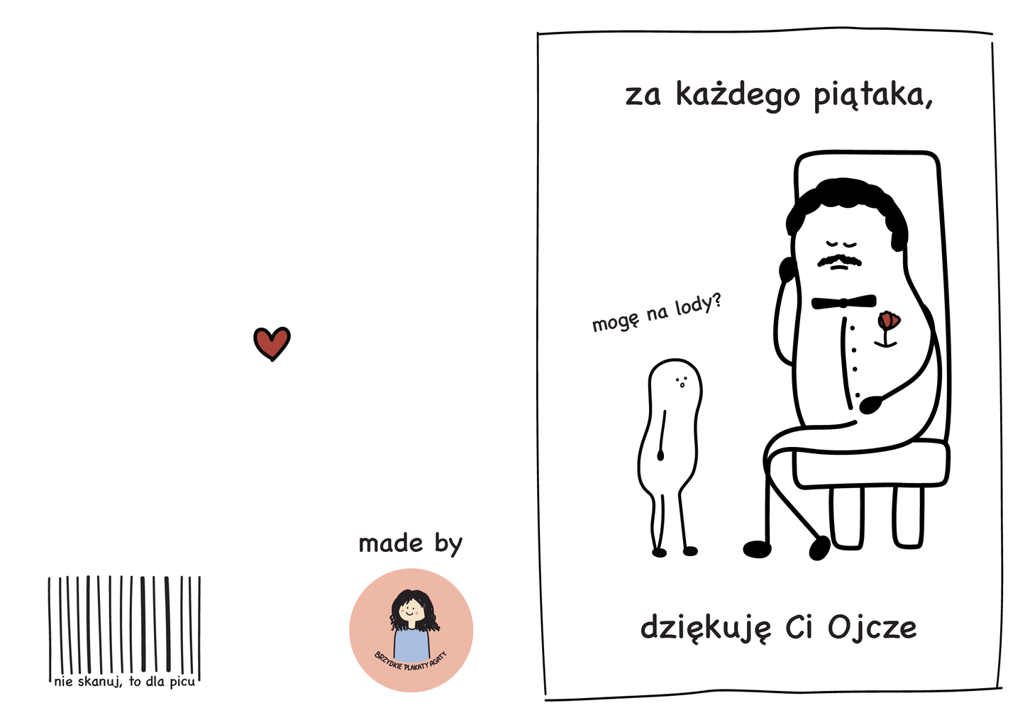 Kartka dla Taty - Za każdego piątaka, dziękuję Ci Ojcze
