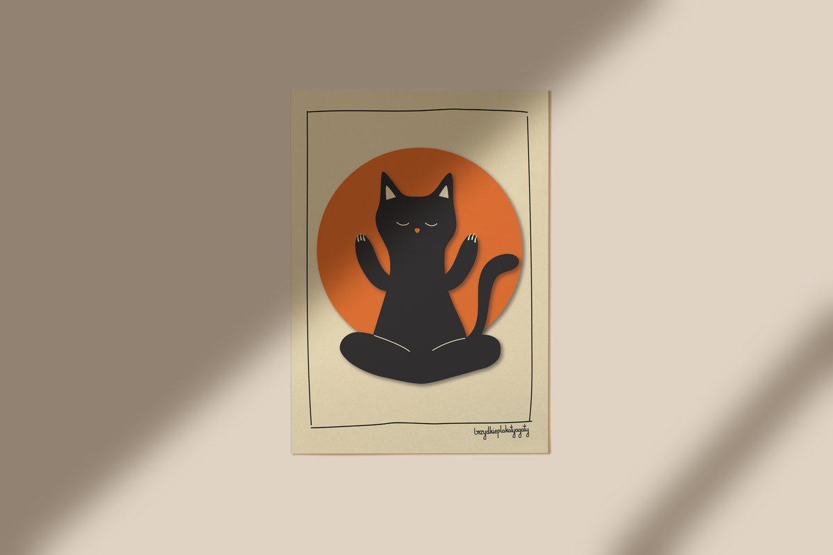 Plakat - Medytujący kotek